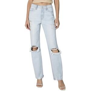 Ceros Skylar High Rise Dad Jeans Laguna Light Wash Distressed Size 26